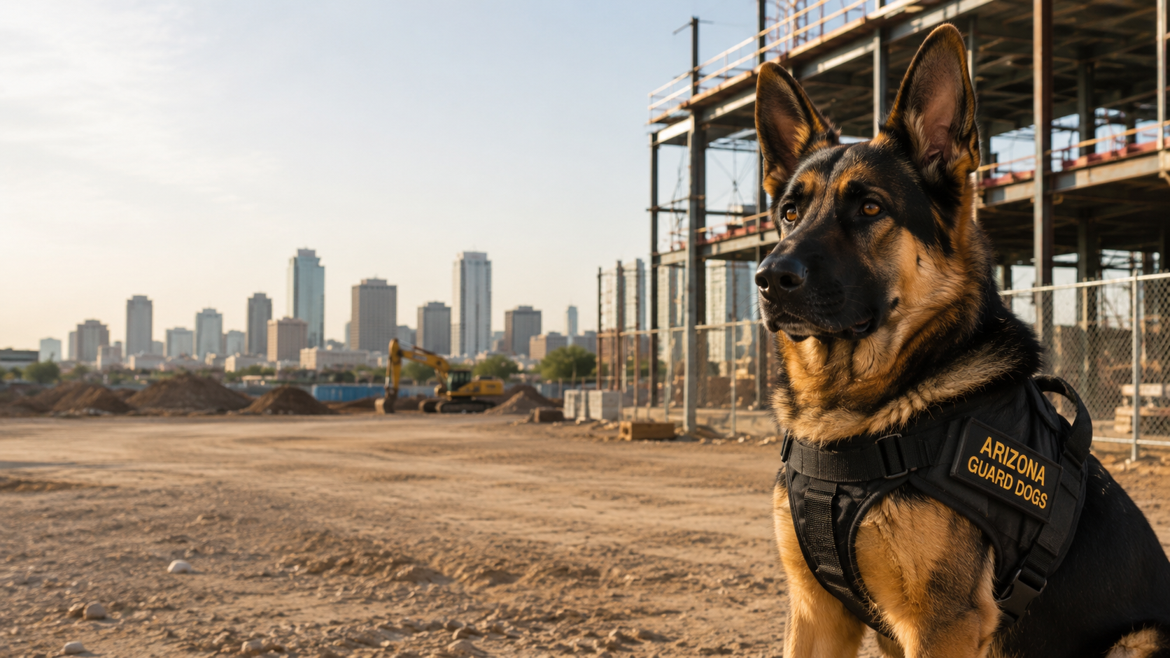 German Shepherd K9 protecting an Arizona construction site