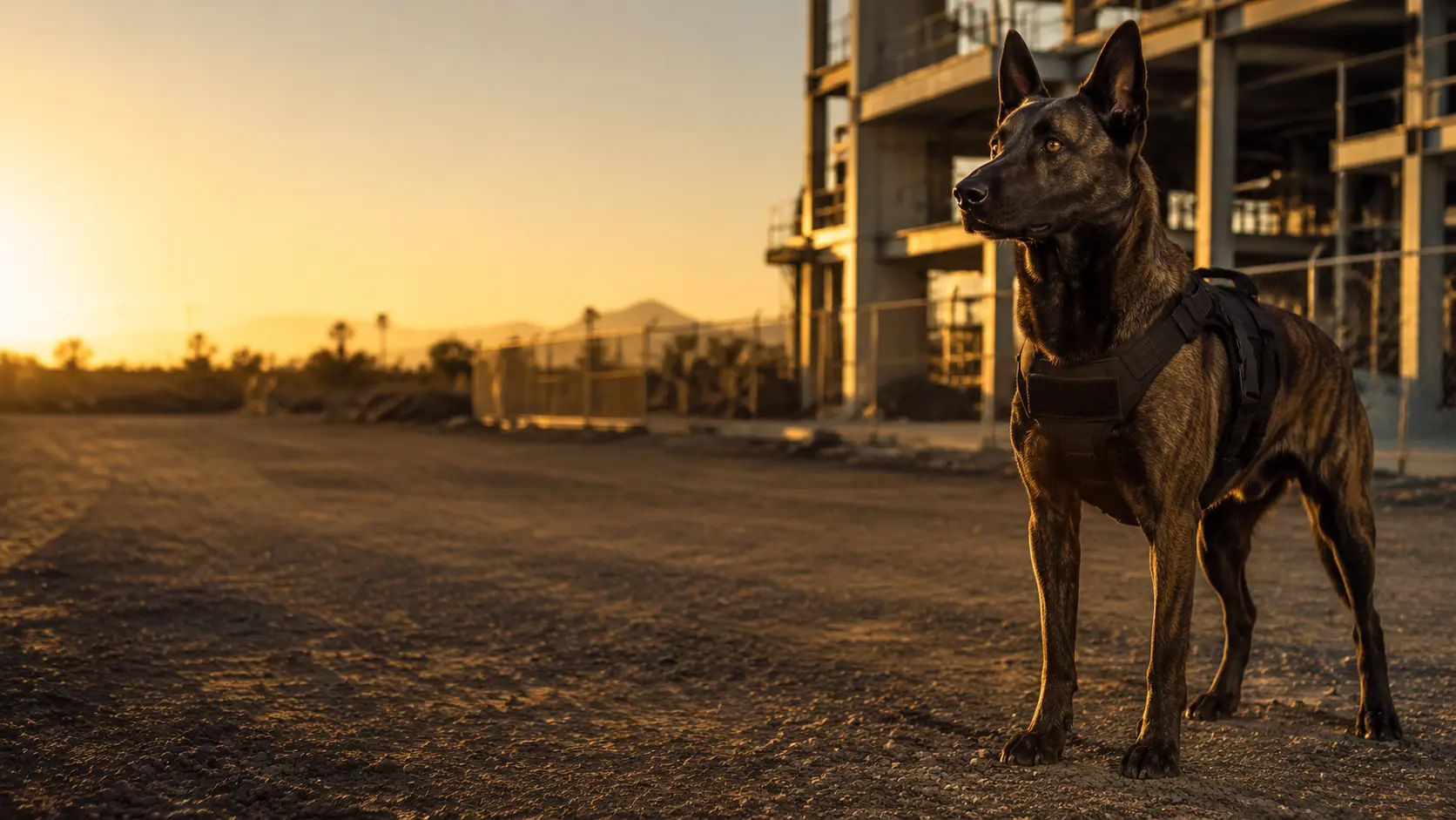 Dutch Shepherd guard dog protecting commercial property near Tempe, Arizona